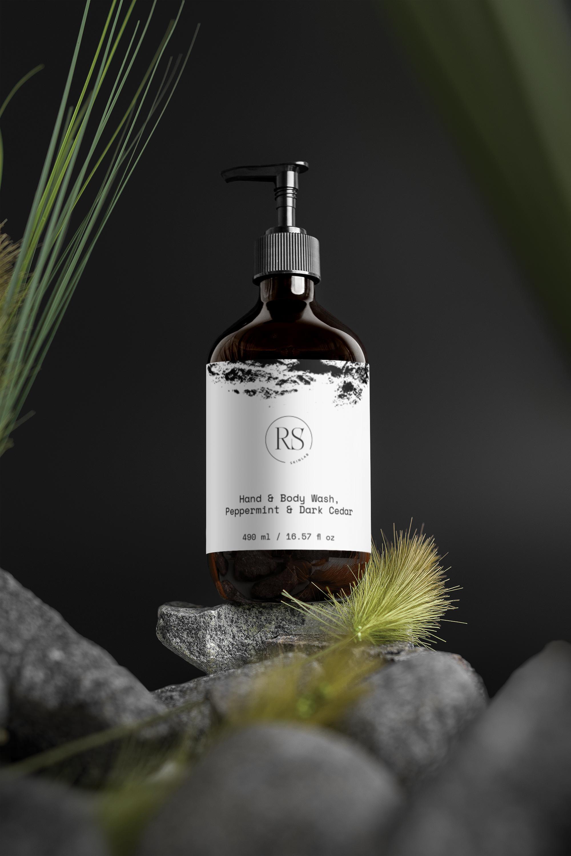 🚿 Hand & Body Wash, Peppermint & Dark Cedar